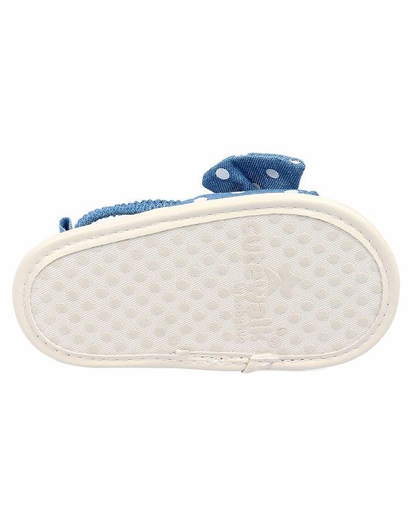 Cute Walk by Babyhug Booties With Polka Dot Print & Back Strap- Blue