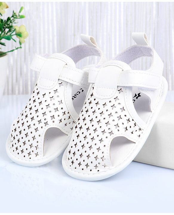 Cute Walk by Babyhug Booties With Star Design & Velcro Closure - White