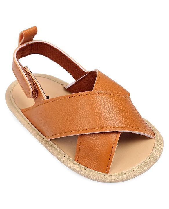 Cute Walk by Babyhug Solid Booties With Velcro Closure - Brown