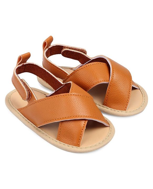 Cute Walk by Babyhug Solid Booties With Velcro Closure - Brown