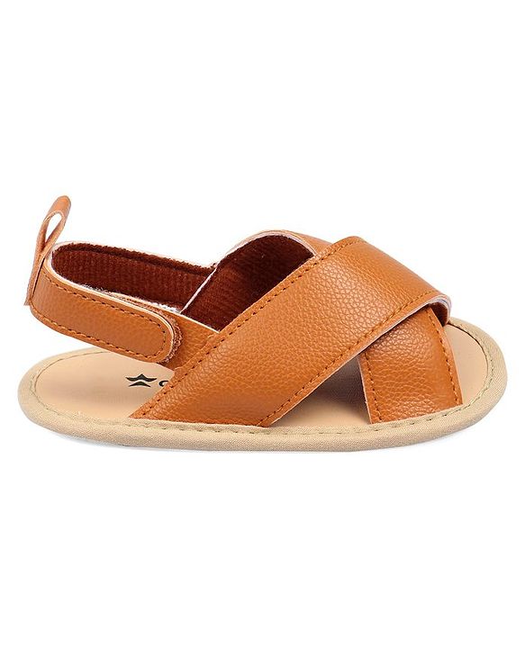 Cute Walk by Babyhug Solid Booties With Velcro Closure - Brown
