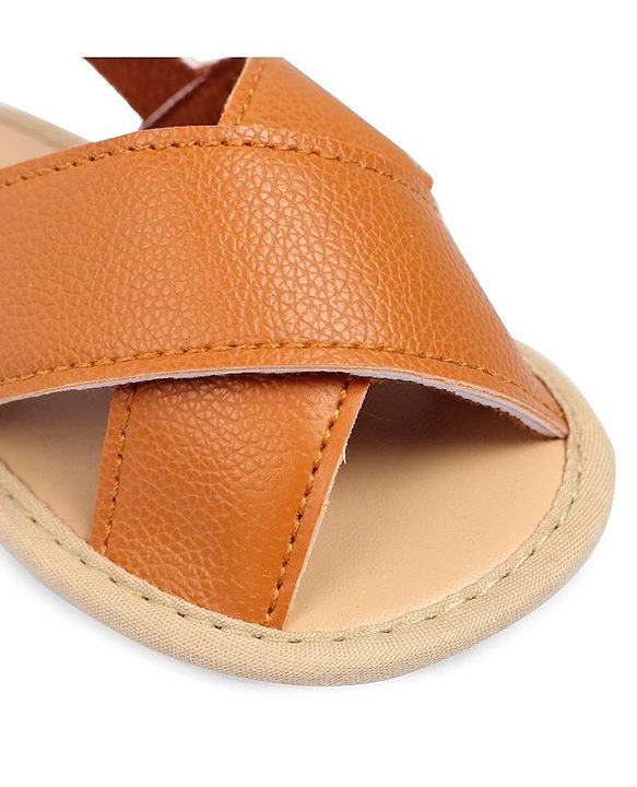 Cute Walk by Babyhug Solid Booties With Velcro Closure - Brown