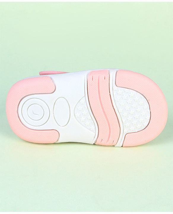 Cute Walk by Babyhug Velcro Closure Sandals With Floral Embroidery - Pink