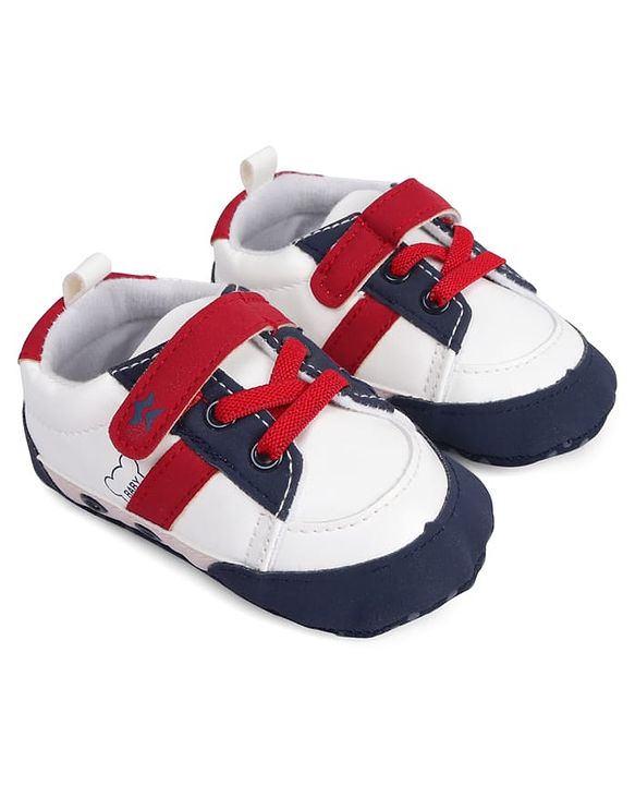 Cute Walk by Babyhug Booties With Velcro Closure & Lace Detailing  & Brand Text Print -Maroon