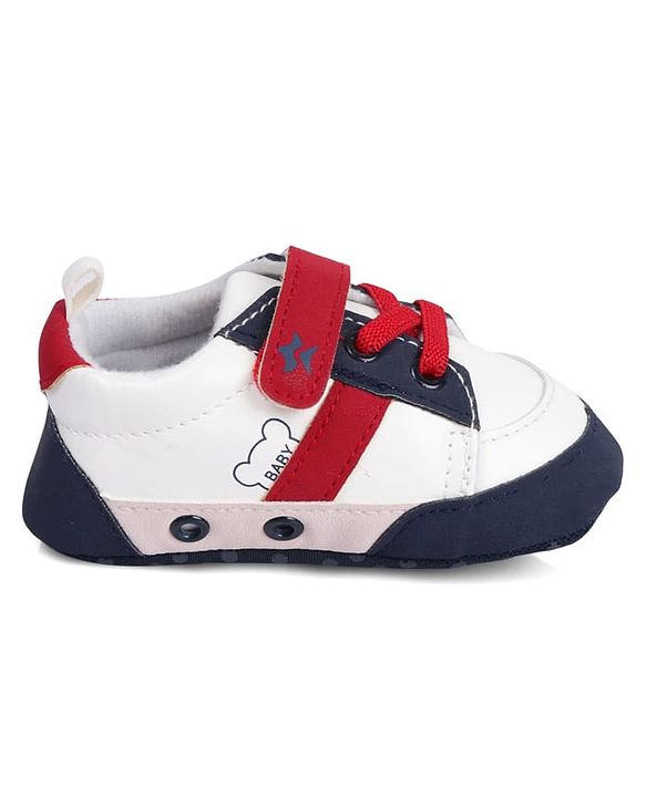 Cute Walk by Babyhug Booties With Velcro Closure & Lace Detailing  & Brand Text Print -Maroon