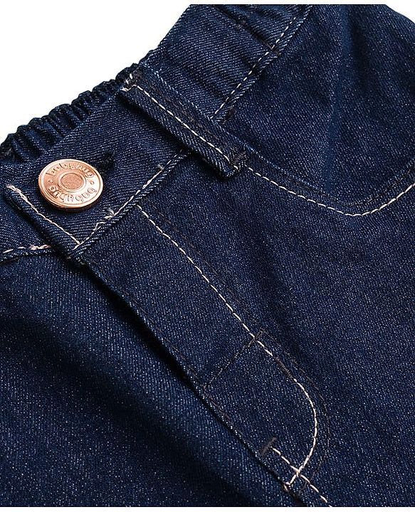 Babyhug Denim Full Length Washed Jeans With Stretch - Navy Blue