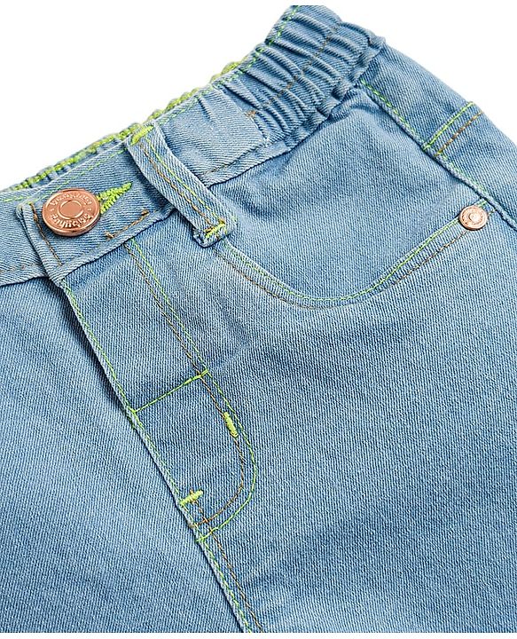 Babyhug Denim Full Length Washed Jeans With Stretch - Navy Blue