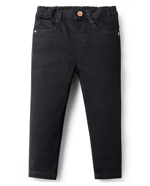 Babyhug Denim Full Length Washed Jeans With Stretch - Navy Blue