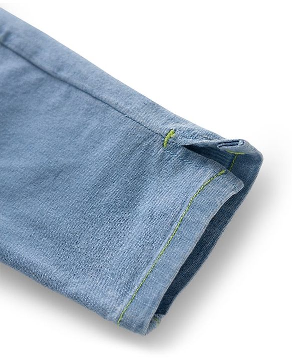 Babyhug Solid Color Denim Capri with Stretch - Navy Blue