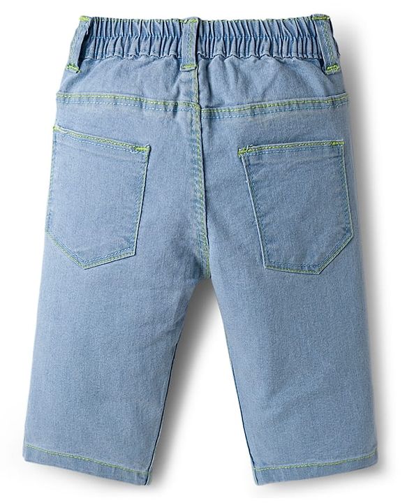 Babyhug Solid Color Denim Capri with Stretch - Navy Blue