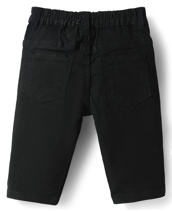 Babyhug Solid Color Denim Capri with Stretch - Navy Blue