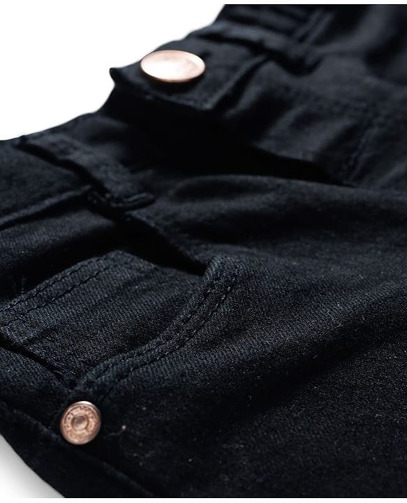 Babyhug Solid Color Denim Capri with Stretch - Navy Blue