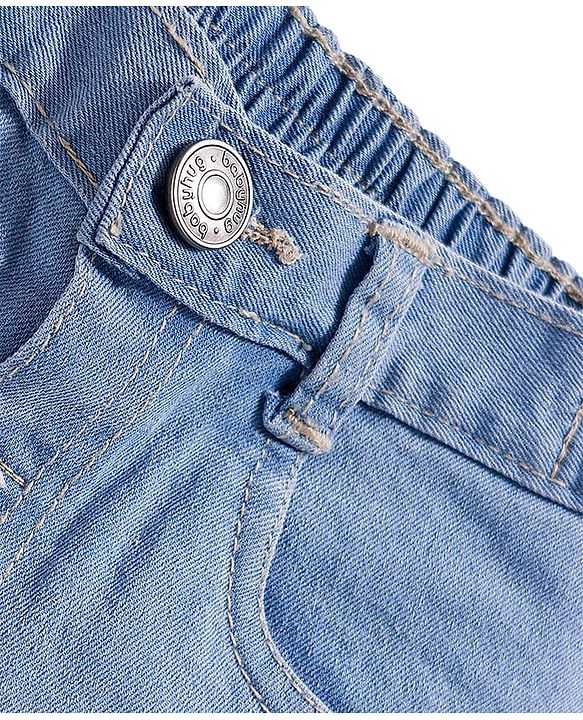 Babyhug Denim Full Length Washed Jeans With Stretch - Navy Blue