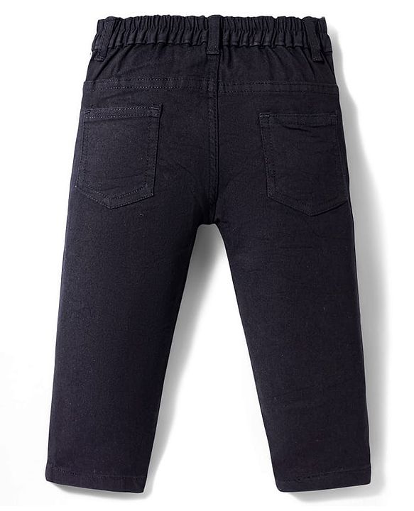 Babyhug Denim Full Length Washed Jeans With Stretch - Navy Blue