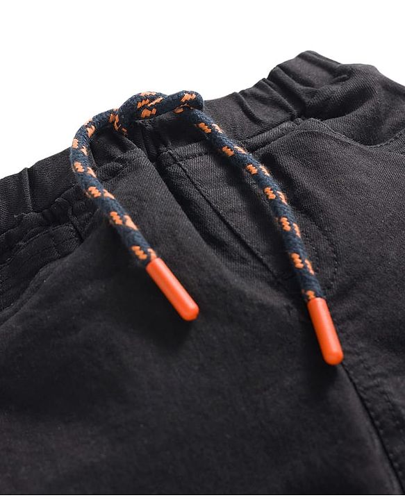 Babyhug Denim Solid Colour Jogger With Stretch - Black