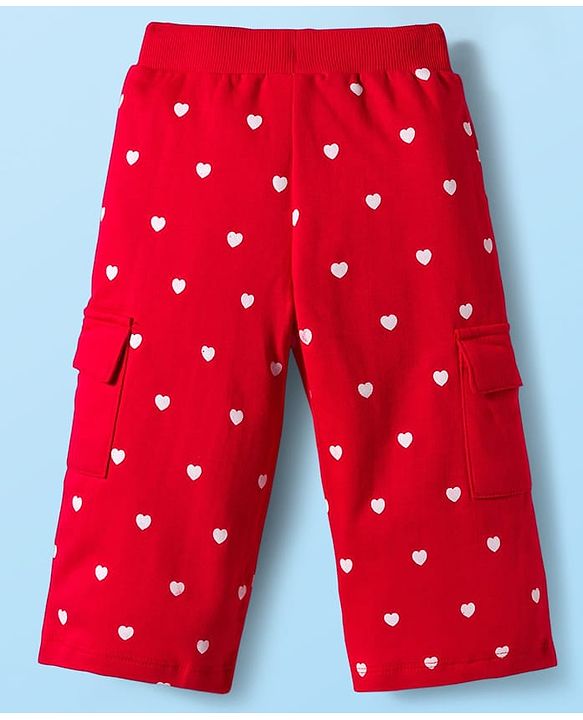 Babyhug Disney Terry Knit Full Sleeves Drop Shoulder T-Shirt & Track Pant with Minnie Mouse Graphics - White & Red