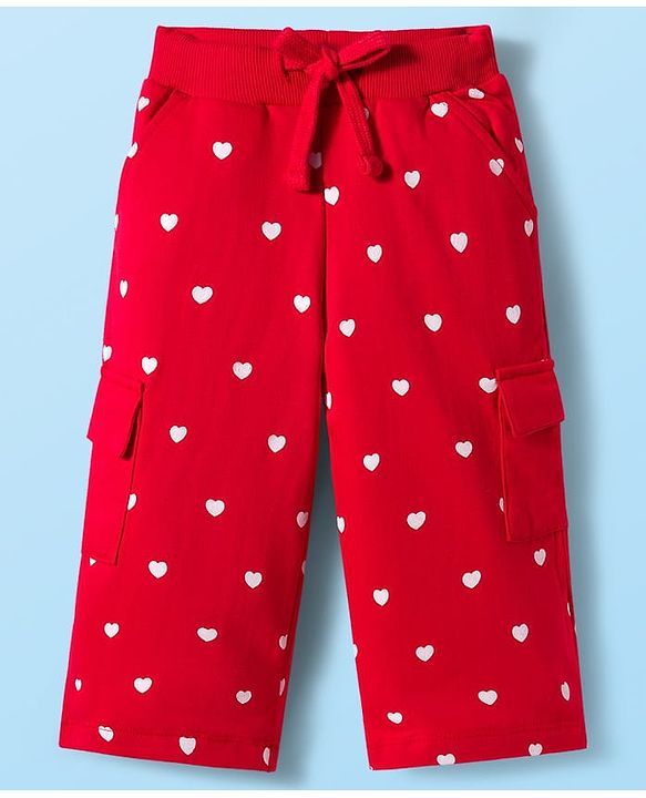 Babyhug Disney Terry Knit Full Sleeves Drop Shoulder T-Shirt & Track Pant with Minnie Mouse Graphics - White & Red
