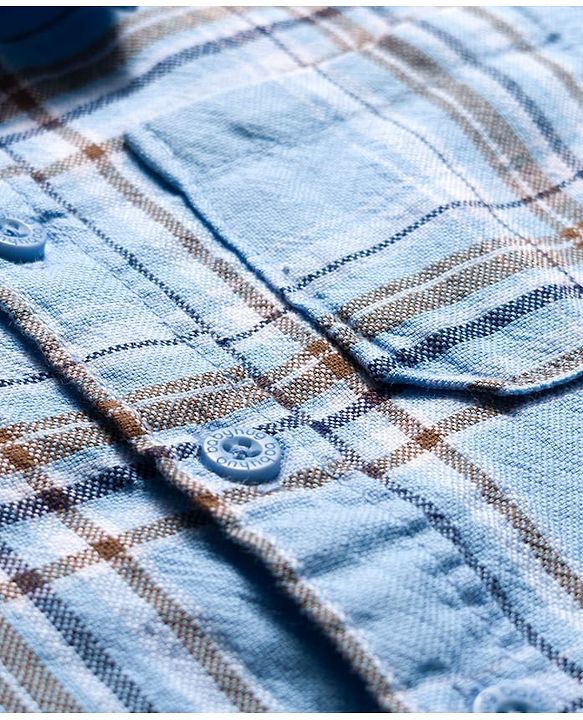Babyhug Cotton Woven Full Sleeves Checkered Shirt & Pant Set - Blue & Khaki