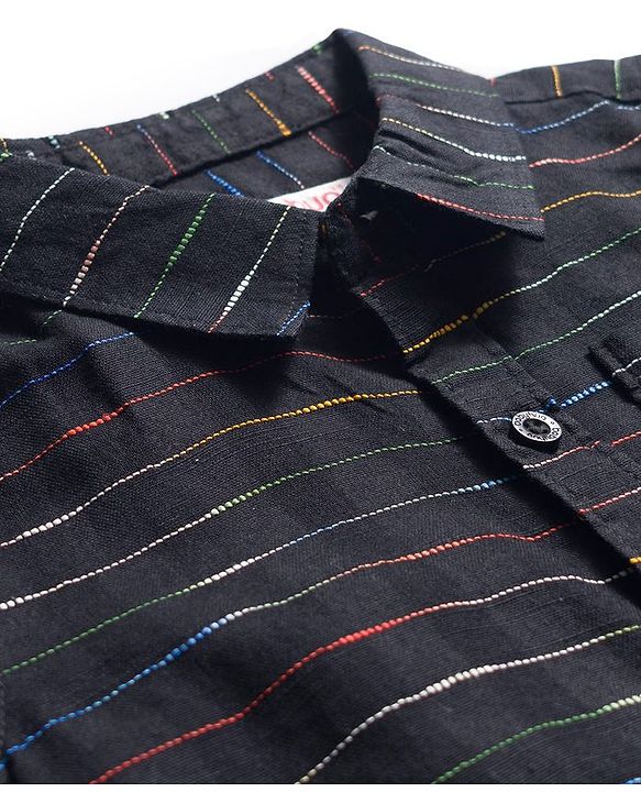 Babyhug Cotton Woven Full Sleeves Striped Shirt & Trouser Set - Black