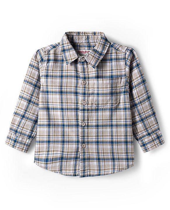 Babyhug Cotton Woven Full Sleeves Checks Shirt & Denim Jeans Set - Blue