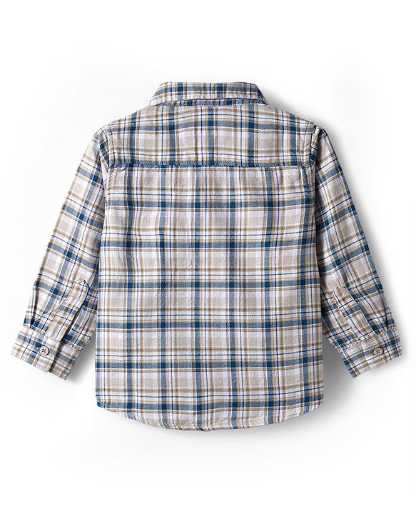 Babyhug Cotton Woven Full Sleeves Checks Shirt & Denim Jeans Set - Blue
