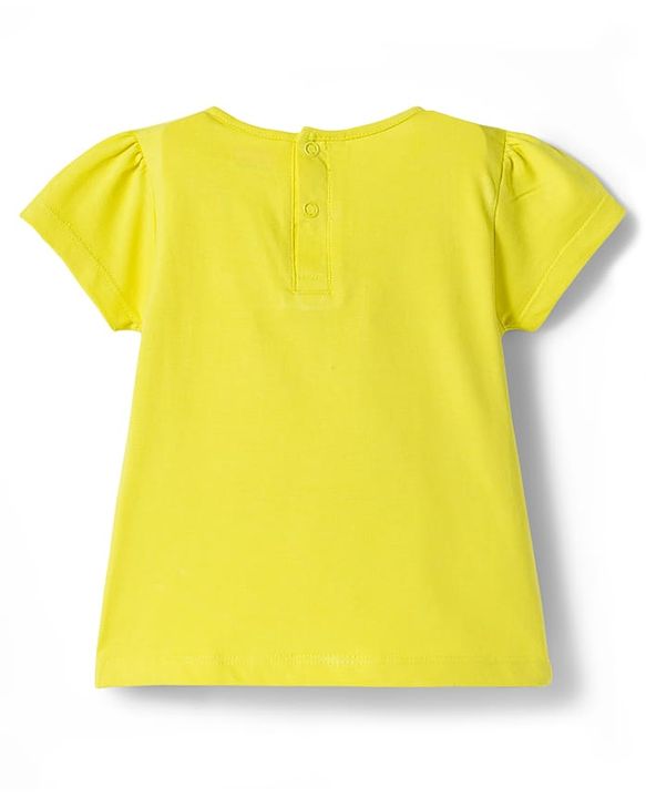 Babyhug Denim Woven Half Sleeves Frock with Inner T-Shirt & Floral Embroidery - Blue
