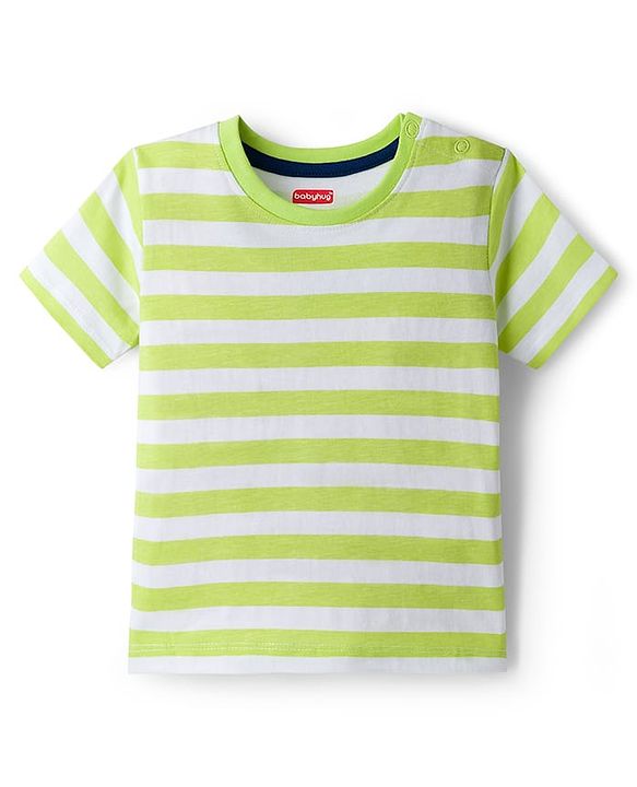 Babyhug 100% Cotton Knit Half Sleeves T-Shirts With Tropical Theme Print Pack of 3 - Peach Green & Blue