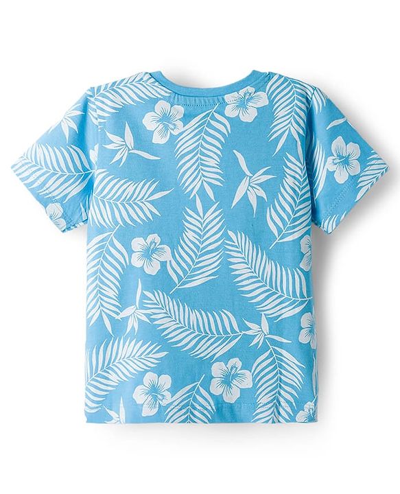 Babyhug 100% Cotton Knit Half Sleeves T-Shirts With Tropical Theme Print Pack of 3 - Peach Green & Blue