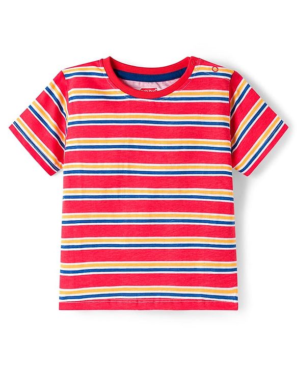 Babyhug 100% Cotton Knit Half Sleeves T-Shirts With Nautical Theme Print Pack of 3 - Yellow Red & Blue