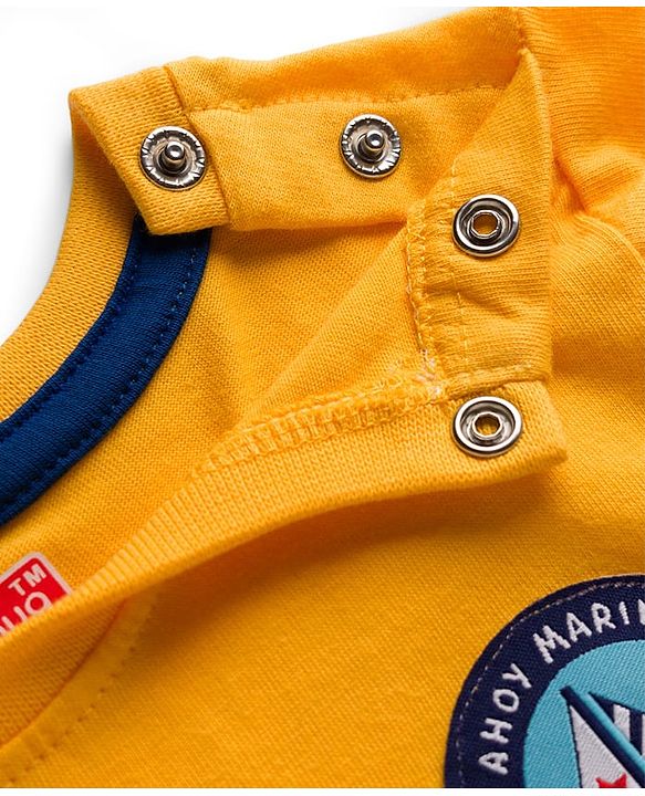 Babyhug 100% Cotton Knit Half Sleeves T-Shirts With Nautical Theme Print Pack of 3 - Yellow Red & Blue