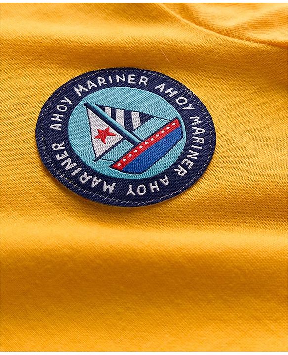 Babyhug 100% Cotton Knit Half Sleeves T-Shirts With Nautical Theme Print Pack of 3 - Yellow Red & Blue