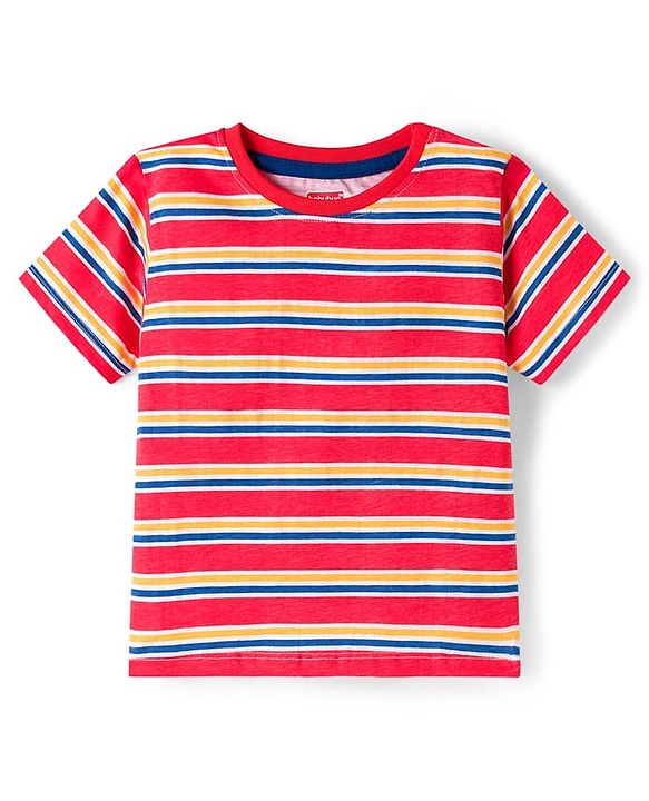 Babyhug 100% Cotton Knit Half Sleeves T-Shirts With Nautical Theme Print Pack of 3 - Yellow Red & Blue