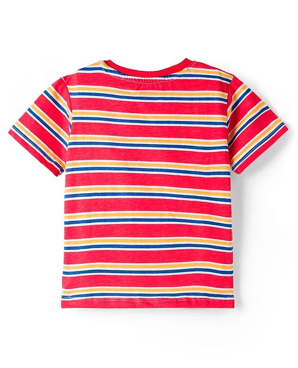 Babyhug 100% Cotton Knit Half Sleeves T-Shirts With Nautical Theme Print Pack of 3 - Yellow Red & Blue