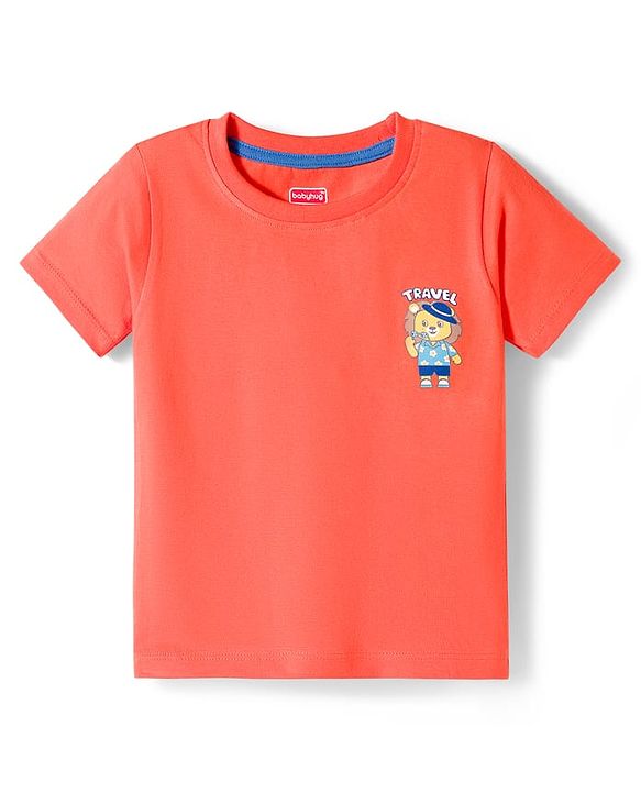 Babyhug 100% Cotton Knit Half Sleeves T-Shirts With Animal Print Pack of 3 - Blue Orange & Yellow
