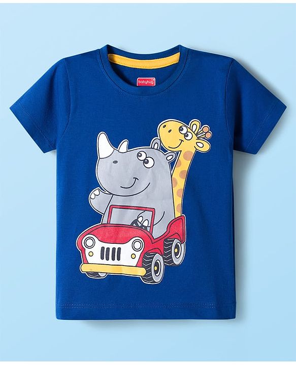 Babyhug 100% Cotton Knit Half Sleeves T-Shirts with Safari Theme Print Pack of 3 - Multicolor