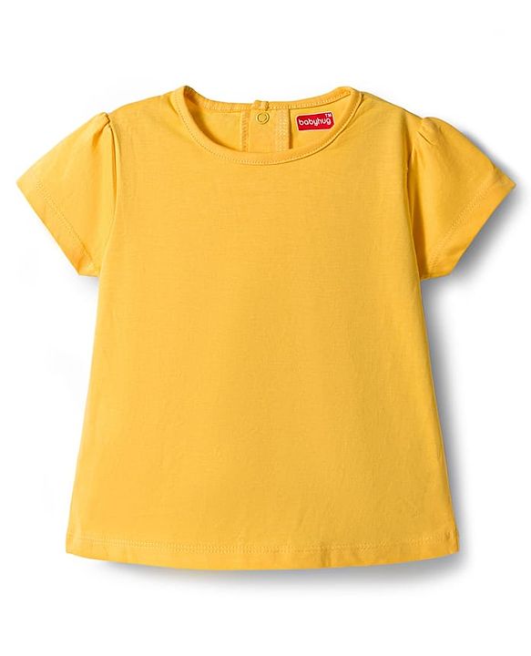 Babyhug Denim Woven Half Sleeves T-Shirt With Frock & Floral Embriodery - Blue