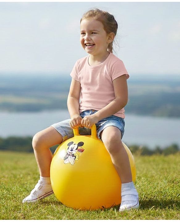 Babyhug Disney HOP Ball 58 cm - Yellow| Bounce Rubber Hop Ball| Jumping & Bouncing Ball For Boys Girls| Indoor & Outdoor Activity Toy| Best Activity Gift For Kids| BIS Certified| 45kg Weight Capacity