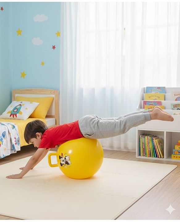 Babyhug Disney HOP Ball 58 cm - Yellow| Bounce Rubber Hop Ball| Jumping & Bouncing Ball For Boys Girls| Indoor & Outdoor Activity Toy| Best Activity Gift For Kids| BIS Certified| 45kg Weight Capacity