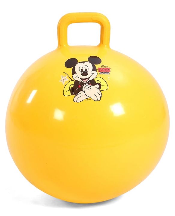 Babyhug Disney HOP Ball 58 cm - Yellow| Bounce Rubber Hop Ball| Jumping & Bouncing Ball For Boys Girls| Indoor & Outdoor Activity Toy| Best Activity Gift For Kids| BIS Certified| 45kg Weight Capacity