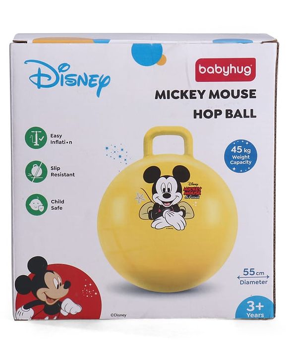 Babyhug Disney HOP Ball 58 cm - Yellow| Bounce Rubber Hop Ball| Jumping & Bouncing Ball For Boys Girls| Indoor & Outdoor Activity Toy| Best Activity Gift For Kids| BIS Certified| 45kg Weight Capacity