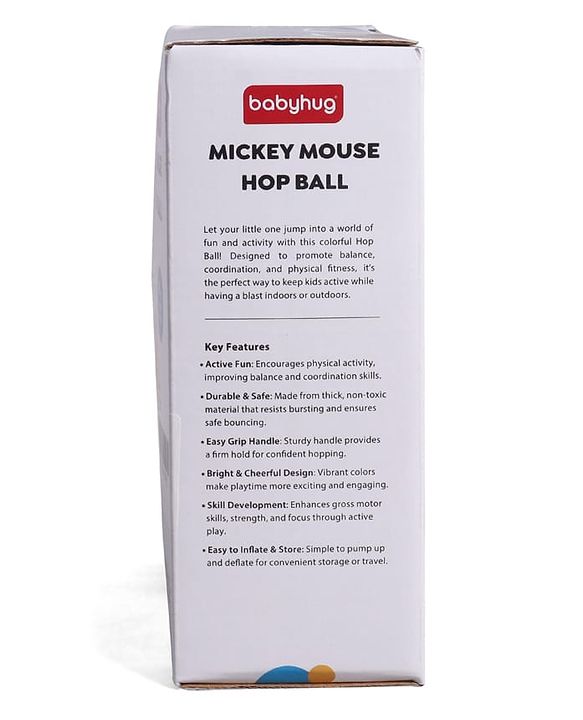 Babyhug Disney HOP Ball 58 cm - Yellow| Bounce Rubber Hop Ball| Jumping & Bouncing Ball For Boys Girls| Indoor & Outdoor Activity Toy| Best Activity Gift For Kids| BIS Certified| 45kg Weight Capacity