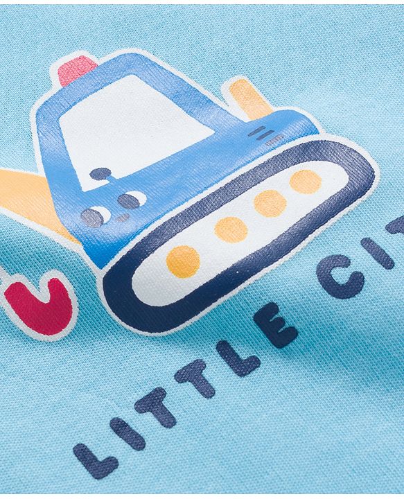Babyhug 100% Cotton Interlock Knit Onesies With Vehicle Print Pack Of 3 - Yellow White & Blue