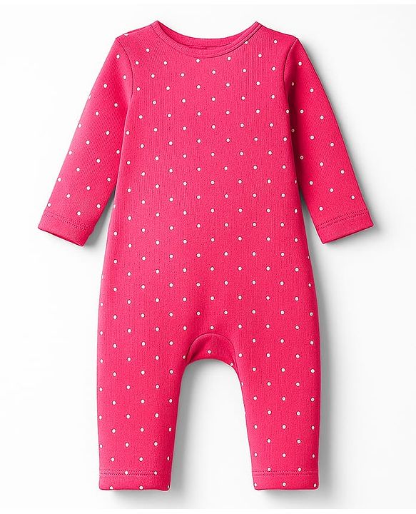 Babyhug 100% Cotton Knit Full Sleeves Rompers With Floral & Polka Dot Print Pack of 2 - Navy Blue & Pink