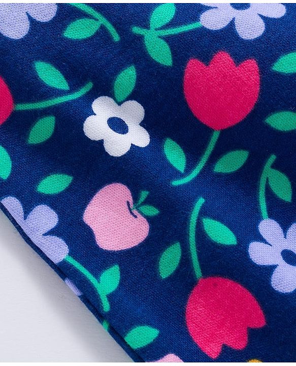 Babyhug 100% Cotton Knit Full Sleeves Rompers With Floral & Polka Dot Print Pack of 2 - Navy Blue & Pink