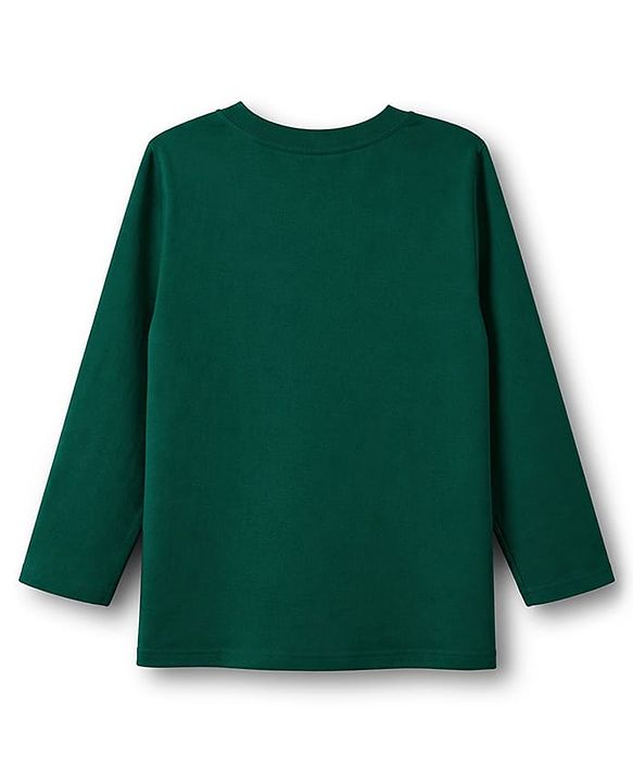 Babyhug Cotton Knit Full Sleeves T-Shirt With Text Print - Green