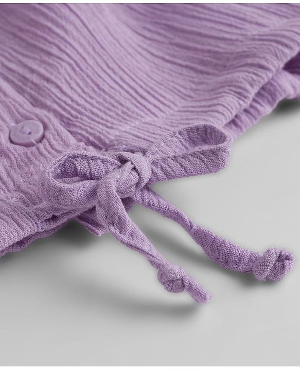 Babyhug Crinkled Crepe Woven Sleeveless Top With Floral Embroidery - Lilac