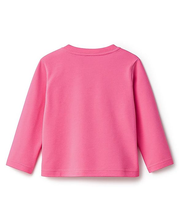 Babyhug Cotton Knit Full Sleeves Night Suit With Text & Heart Print - Pink
