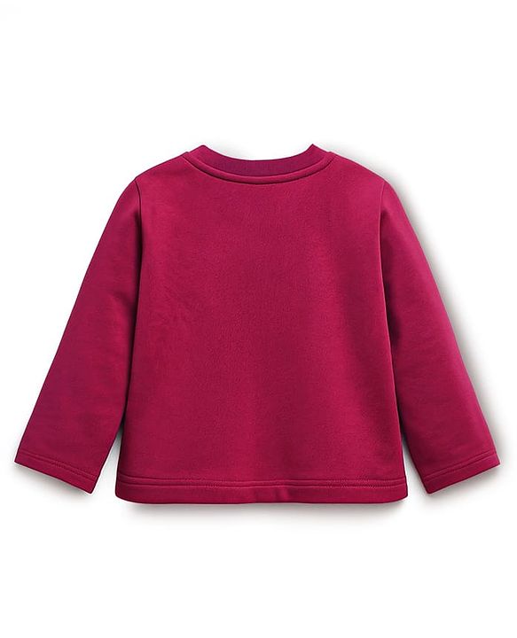 Babyhug Cotton Knit Full Sleeves Night Suit With Floral Print & Text Print - Maroon