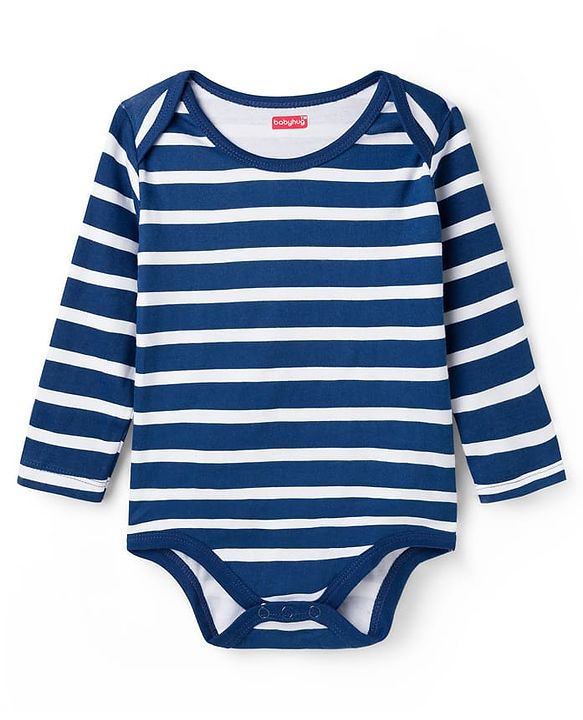 Babyhug 100% Cotton Knit Full Sleeves Striped Onesies with Star Print Pack of 3 - Multicolor