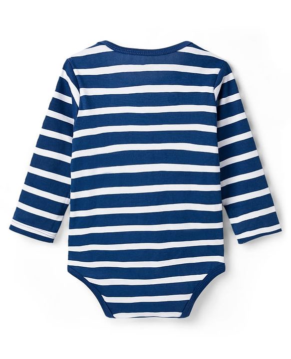 Babyhug 100% Cotton Knit Full Sleeves Striped Onesies with Star Print Pack of 3 - Multicolor